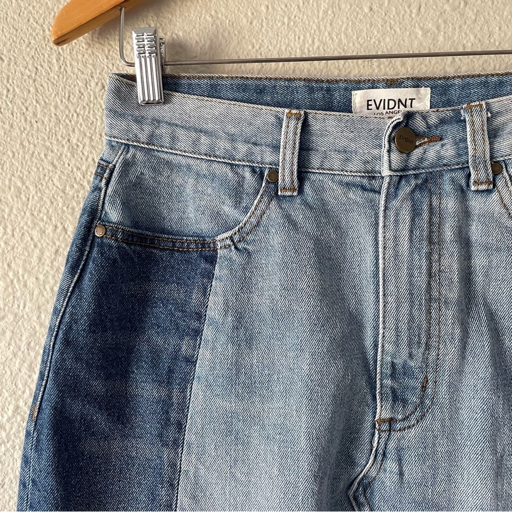Lulus EVIDNT Tammy Cutoff Denim Skirt Women’s 29 Blue Medium Wash Patchwork Mini - Picture 6 of 13